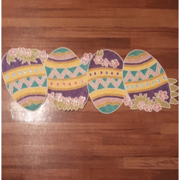 Jewelled Easter Egg Table Runner Beaded Floral - Picture 2 of 13